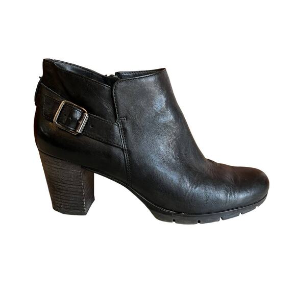 Paul Green black leather round toe ankle boots 7 - Picture 1 of 10